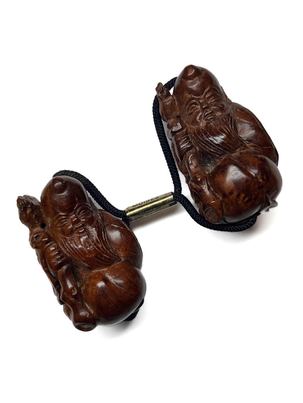Netsuki Buddha Ponytail Holder Barrette Wooden Unique